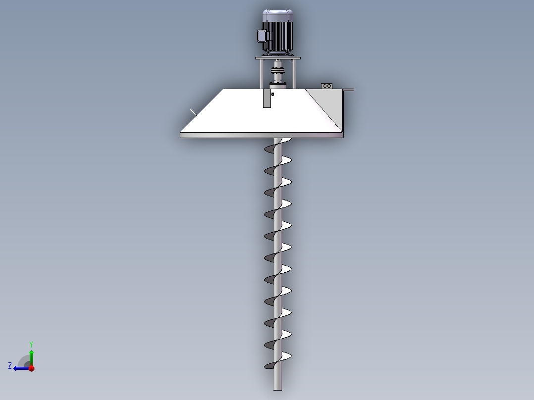 螺旋蛟龙式挖掘器3d图纸翻粮器sw图纸螺旋搅拌器3d图纸三维模型右视图