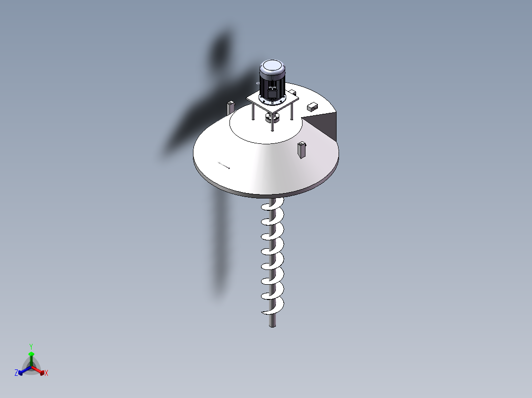螺旋蛟龙式挖掘器3d图纸翻粮器sw图纸螺旋搅拌器3d图纸三维模型正等轴测图