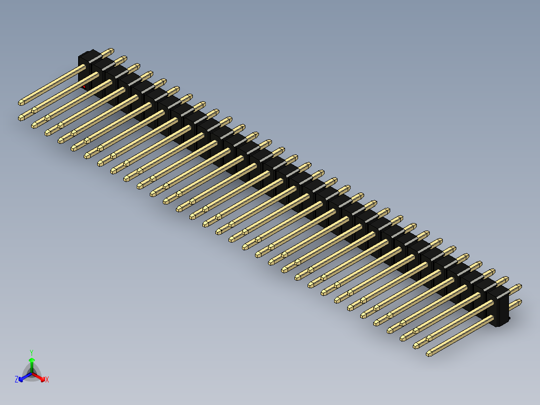 彩色公头100mil（2.54mm）系列-DS1021_black_2x32p_100mil_Type5_rev1.0正等轴测图
