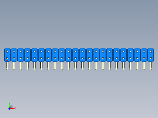 彩色公排针 100mil 2.54mm 系列-DS1022_blue_2x22p_100mil_TypeD_rev1.0前视缩略图