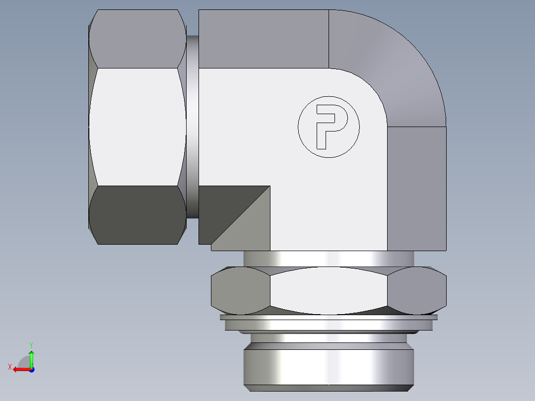 卡套式工业通用硬管接头EO_Adjustable_Locknut_elbow_WEE35ZLRCF后视图