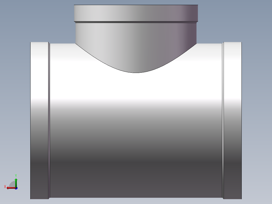 三通-异径 DN100-DN80后视图
