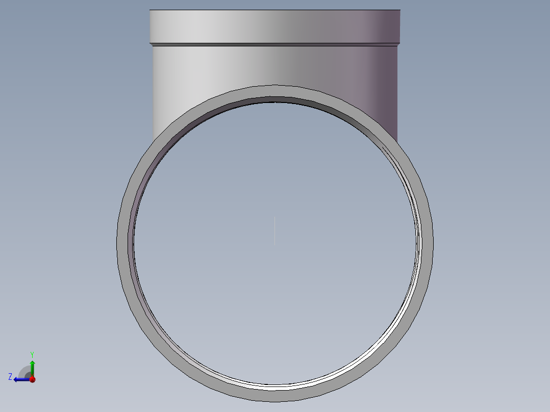 三通-异径 DN100-DN80右视图