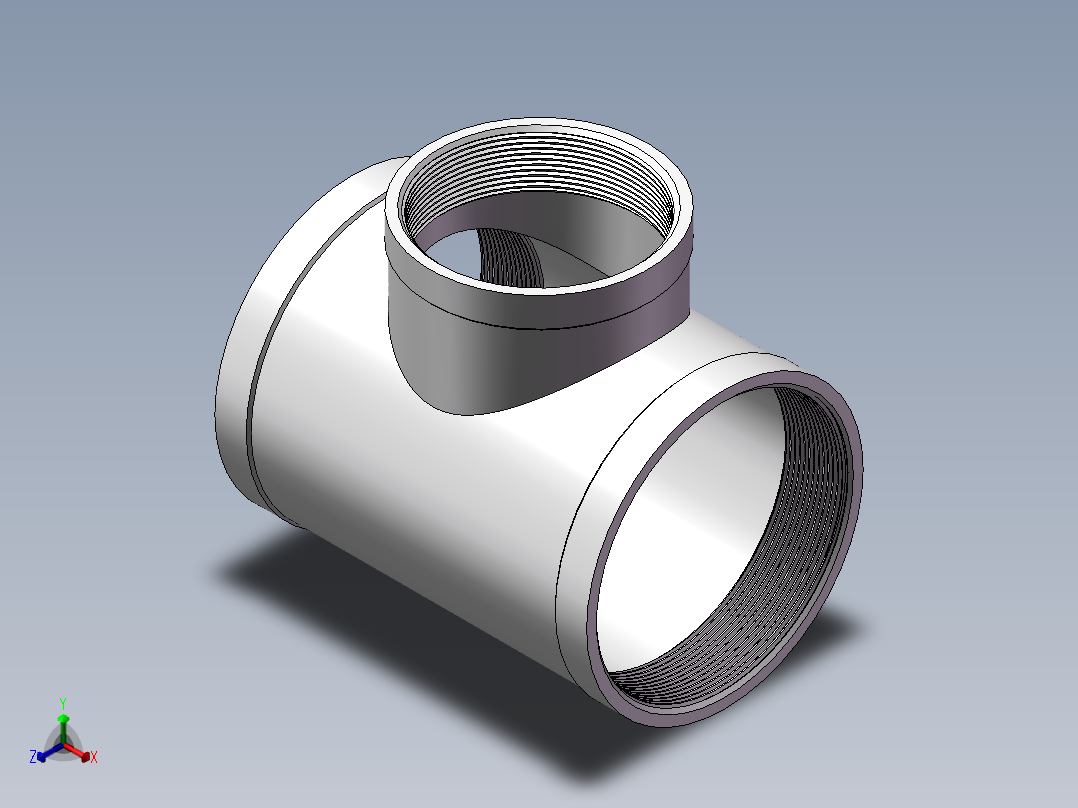三通-异径 DN100-DN80正等轴测图