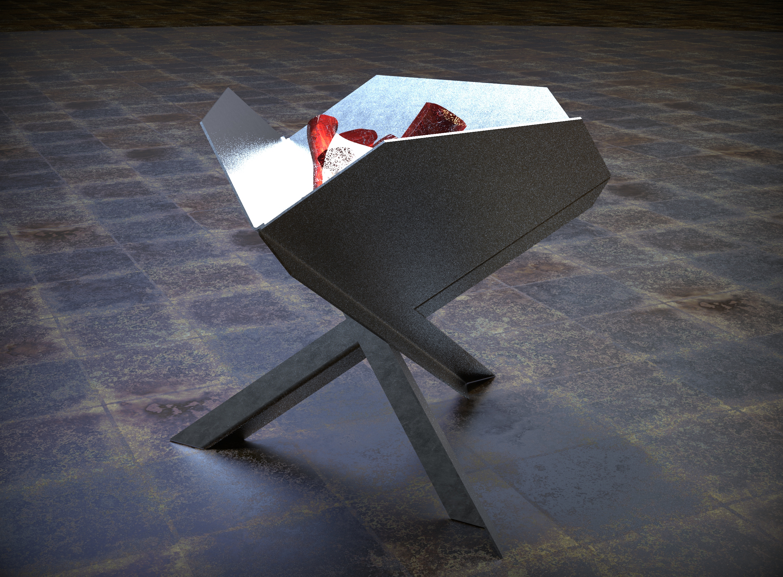 金属板制成的简易壁炉