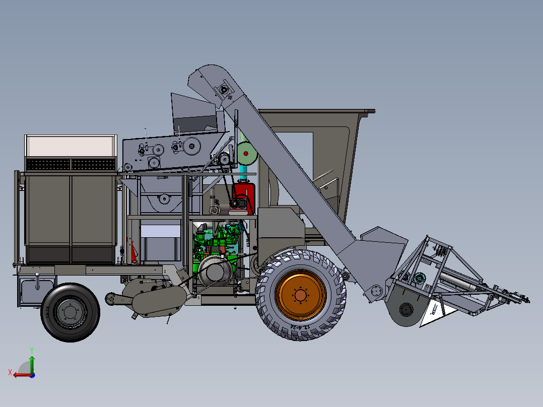 玉米收获机后视图