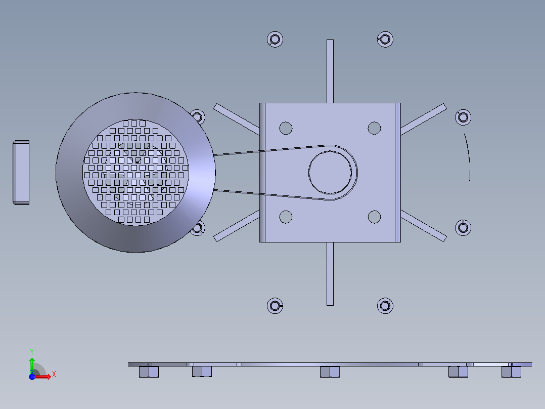 旋转结构的搅碎机前视图