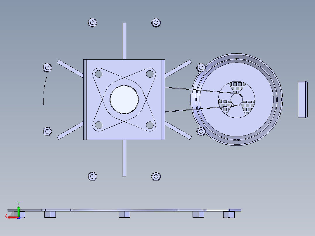 旋转结构的搅碎机后视图