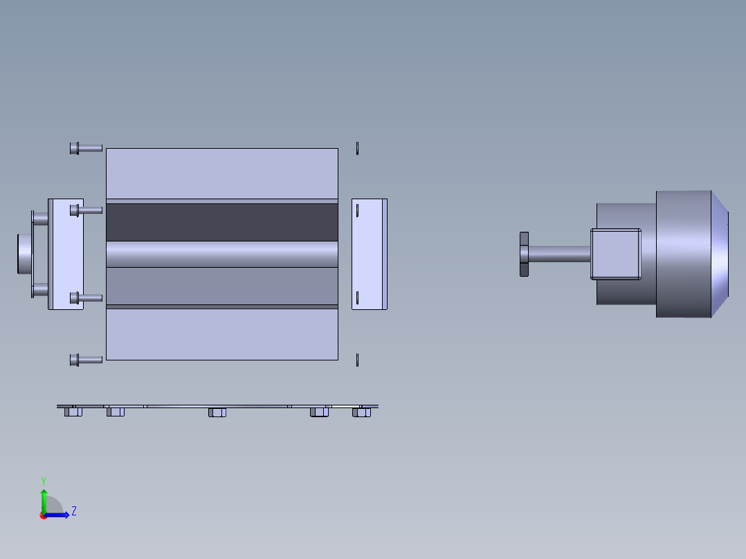 旋转结构的搅碎机左视图
