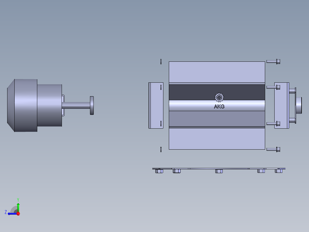 旋转结构的搅碎机右视图