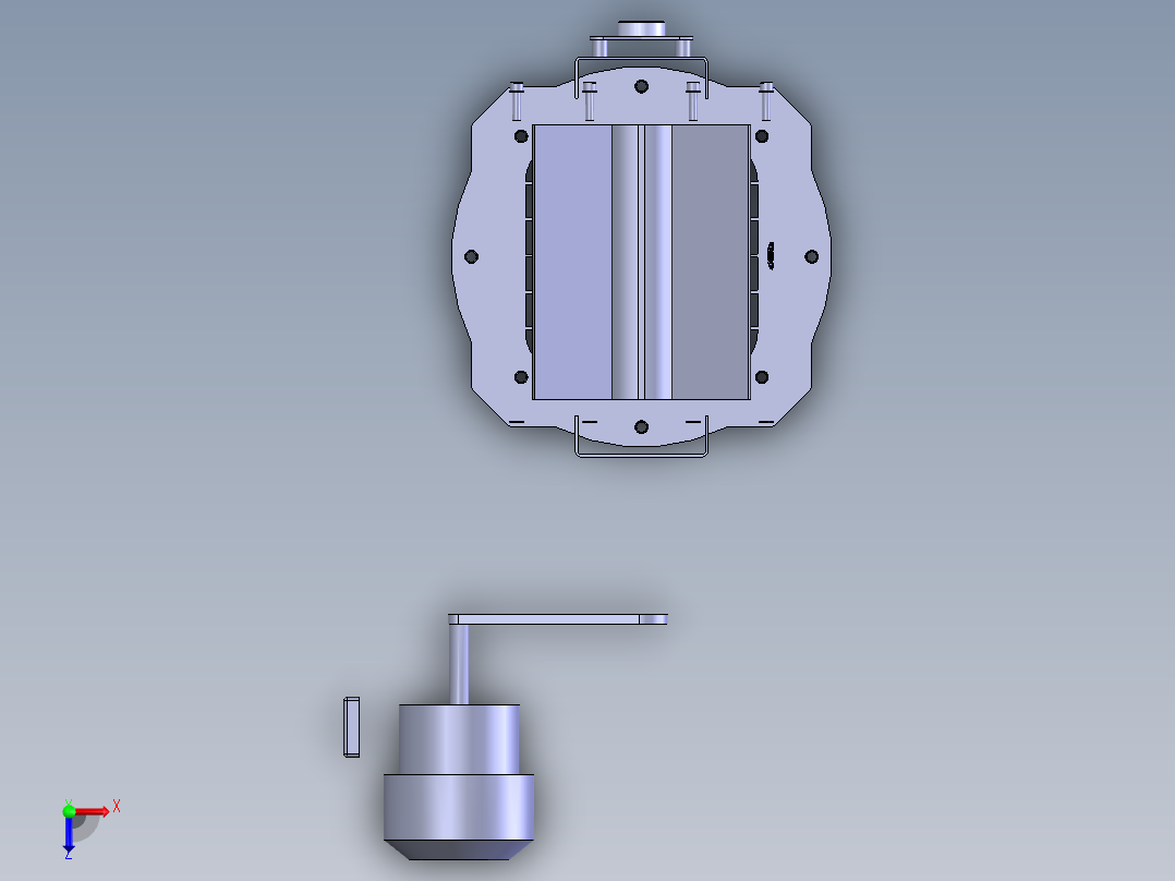 旋转结构的搅碎机俯视图