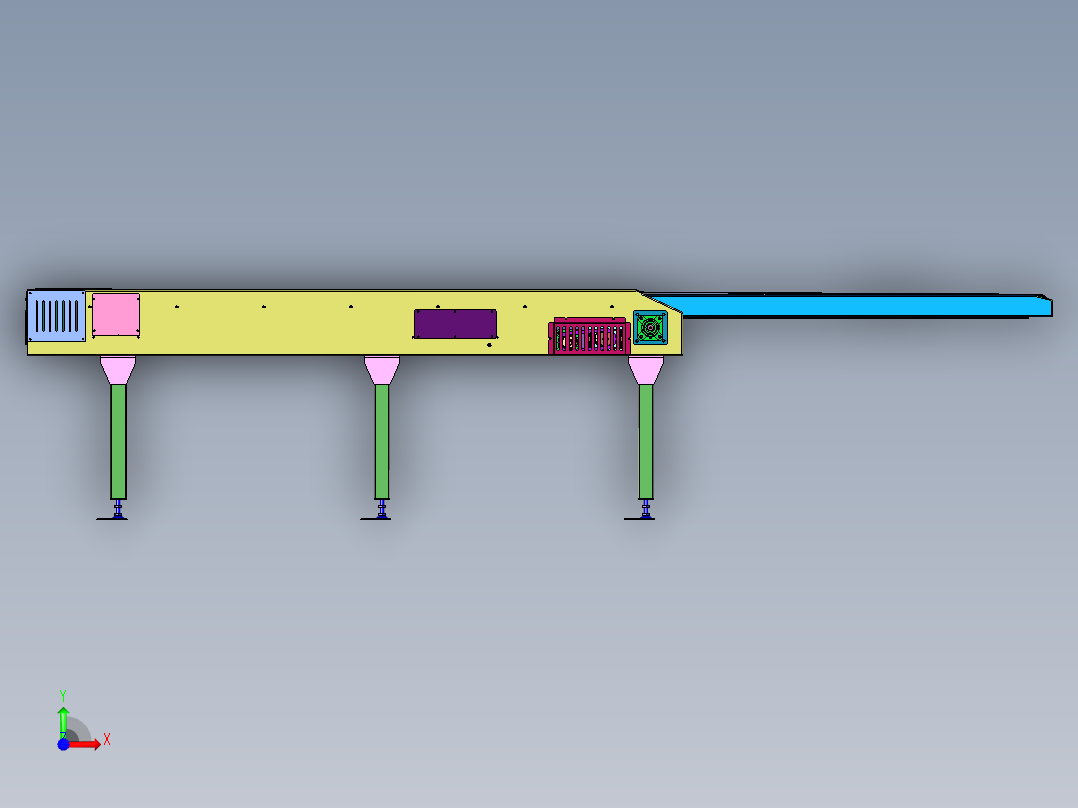 伸缩过道接驳台的伸缩装置前视图