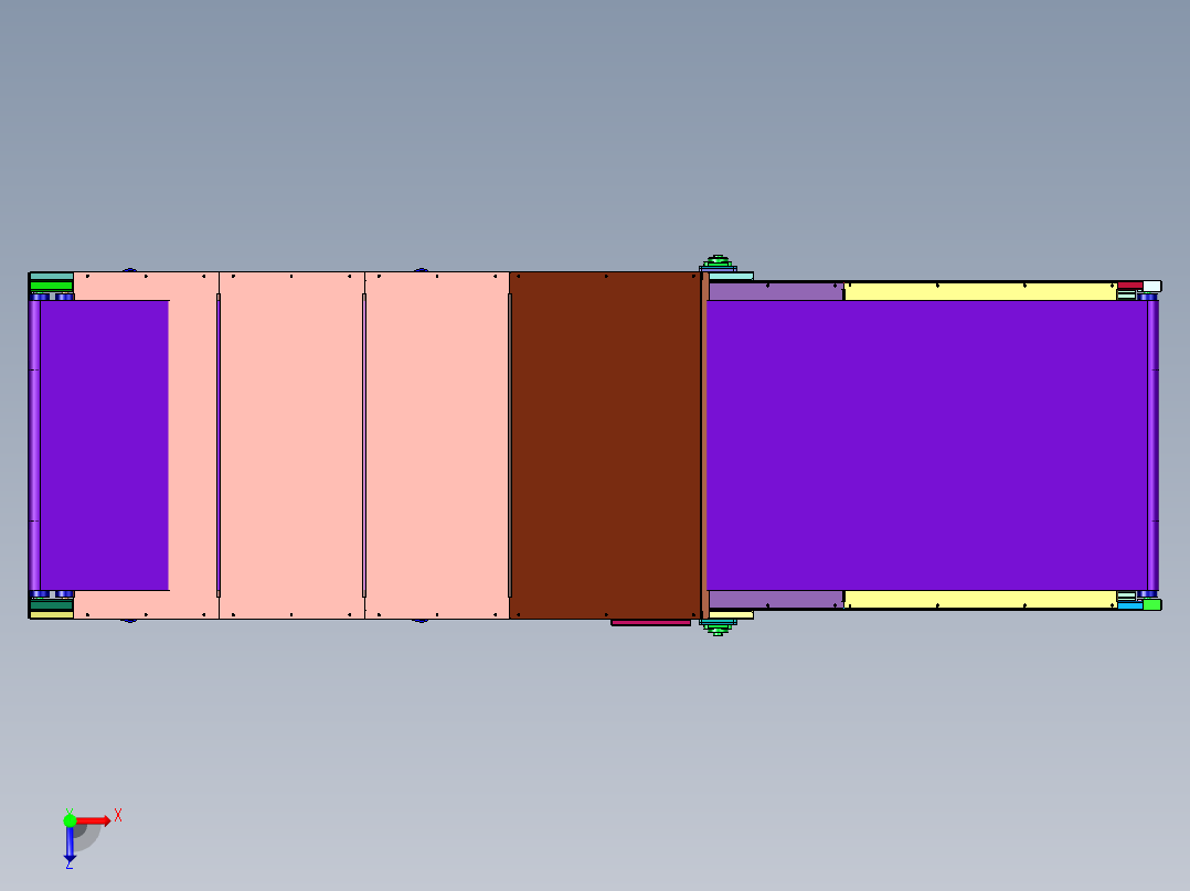 伸缩过道接驳台的伸缩装置俯视图