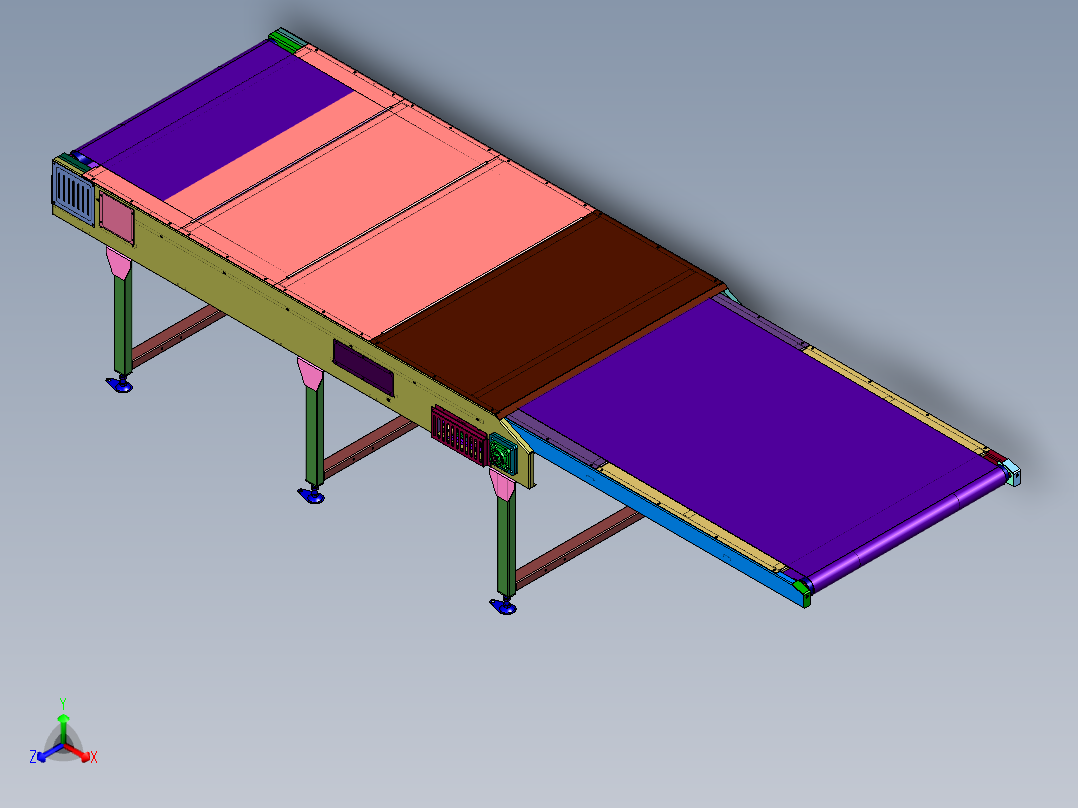 伸缩过道接驳台的伸缩装置正等轴测图