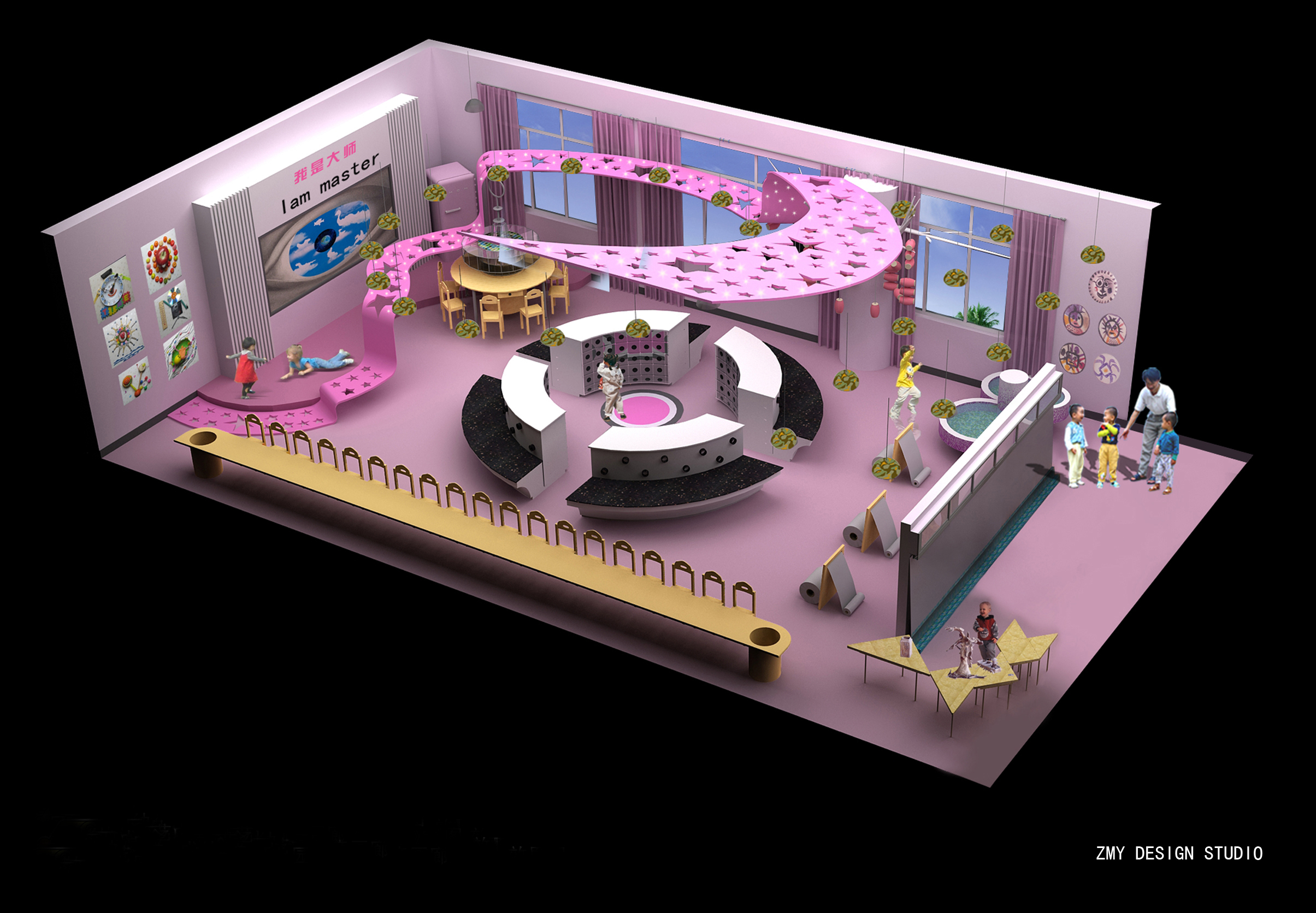 [施工图]上海某特色艺术幼儿园室内装修图含效果