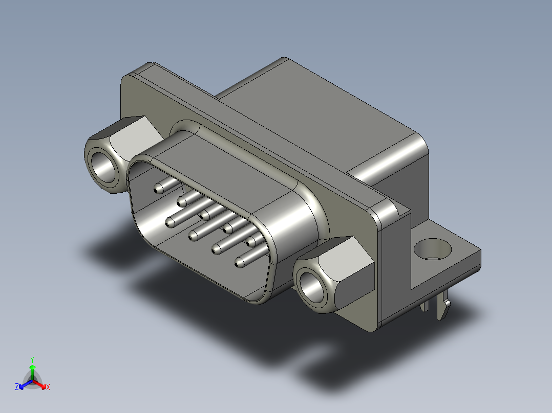 ++HQ-FBTQF-FJZZ-01五点改装磁片N0101威0102D-SUB(M)stp正等轴测图