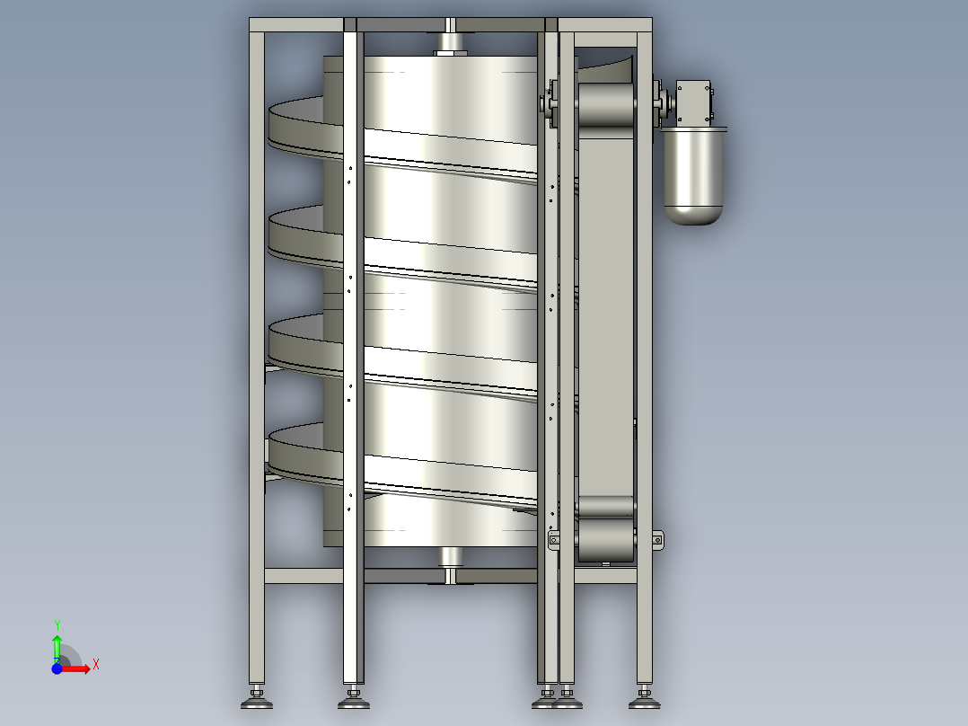 螺旋冻结机的传输装置前视图