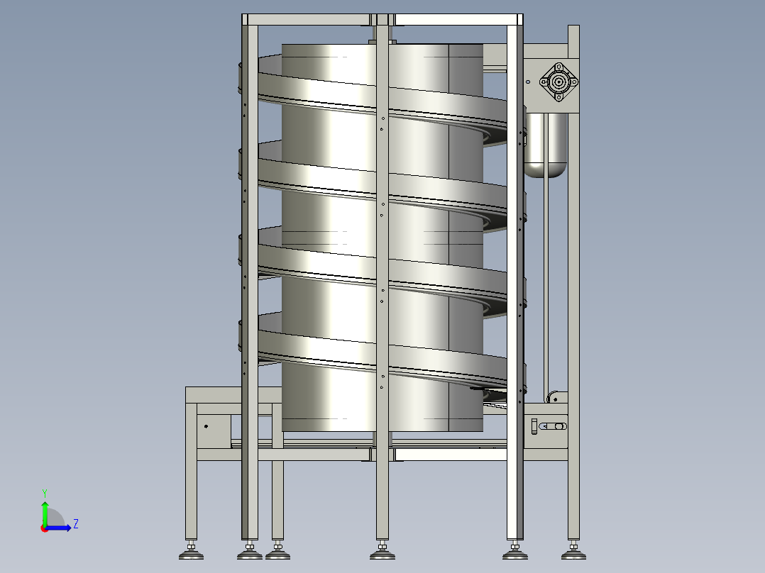 螺旋冻结机的传输装置左视图