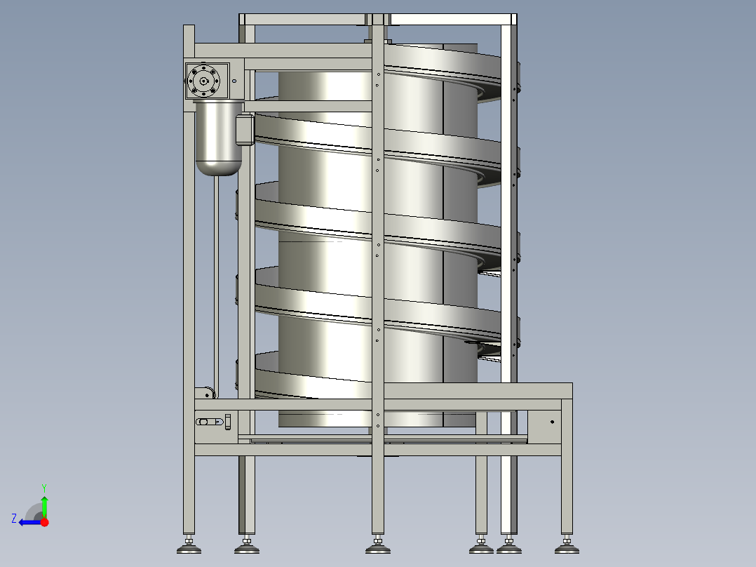 螺旋冻结机的传输装置右视图