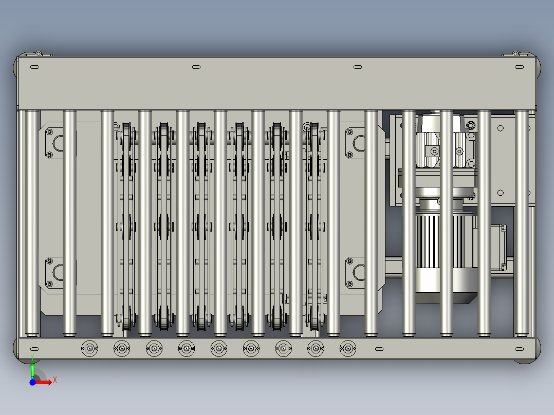多层输送及顶升移载装置前视图