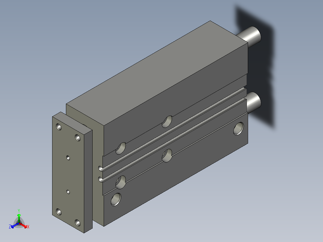 MGPM20-100Z带导杆气缸正等轴测图