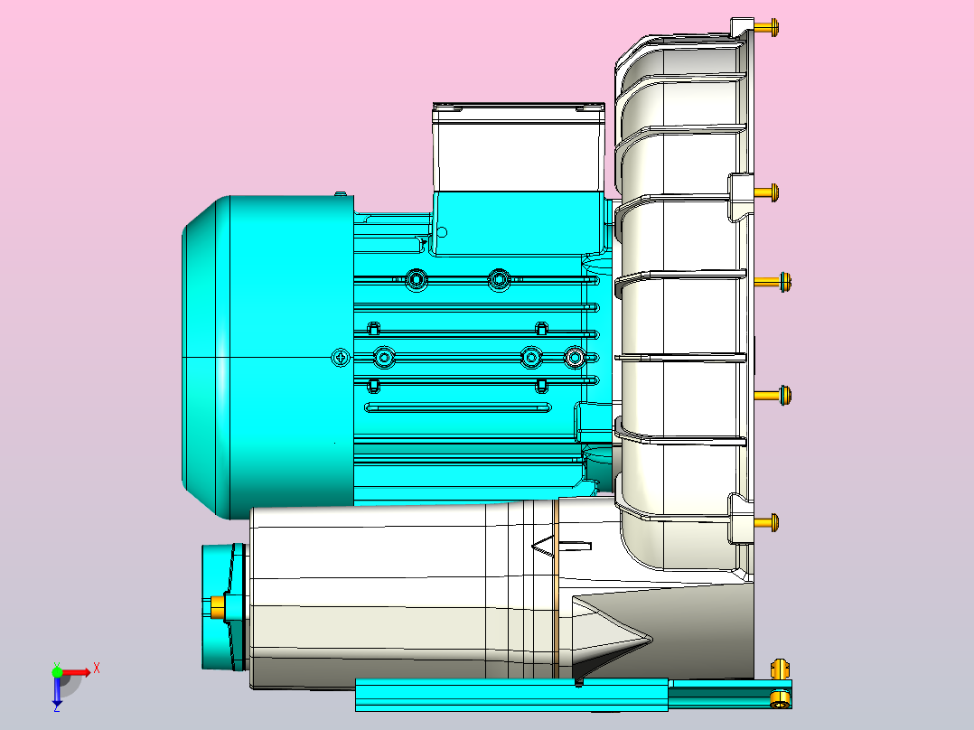 2HB410-7AH06-0.7KW单叶轮 高压鼓风机 旋涡风机俯视图