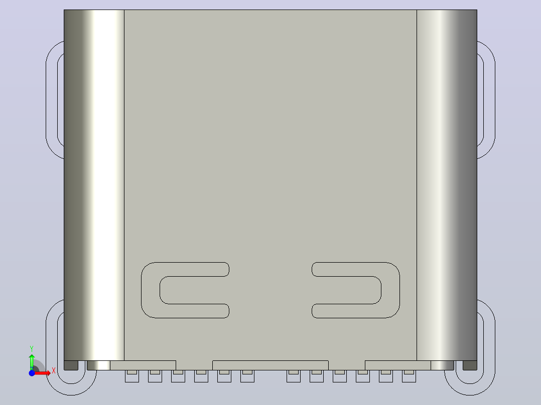 USB Type C 24 针插座，总长度 7.90 毫米前视图