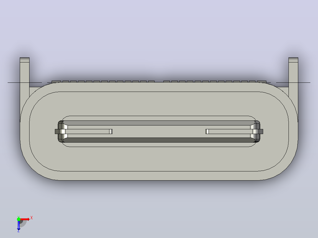 USB Type C 24 针插座，总长度 7.90 毫米俯视图
