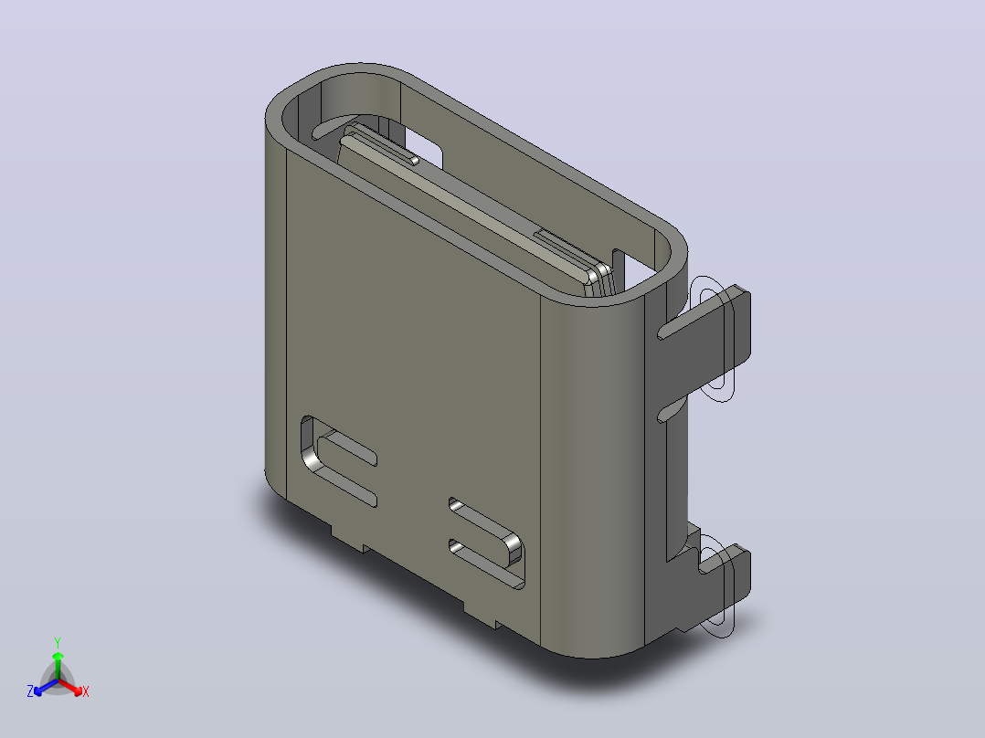 USB Type C 24 针插座，总长度 7.90 毫米正等轴测图