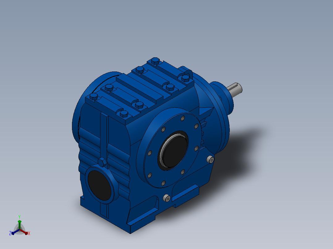 SAZS77轴输入的斜齿-蜗轮蜗杆减速机SAZ77S77-13.16-M1-B正等轴测图