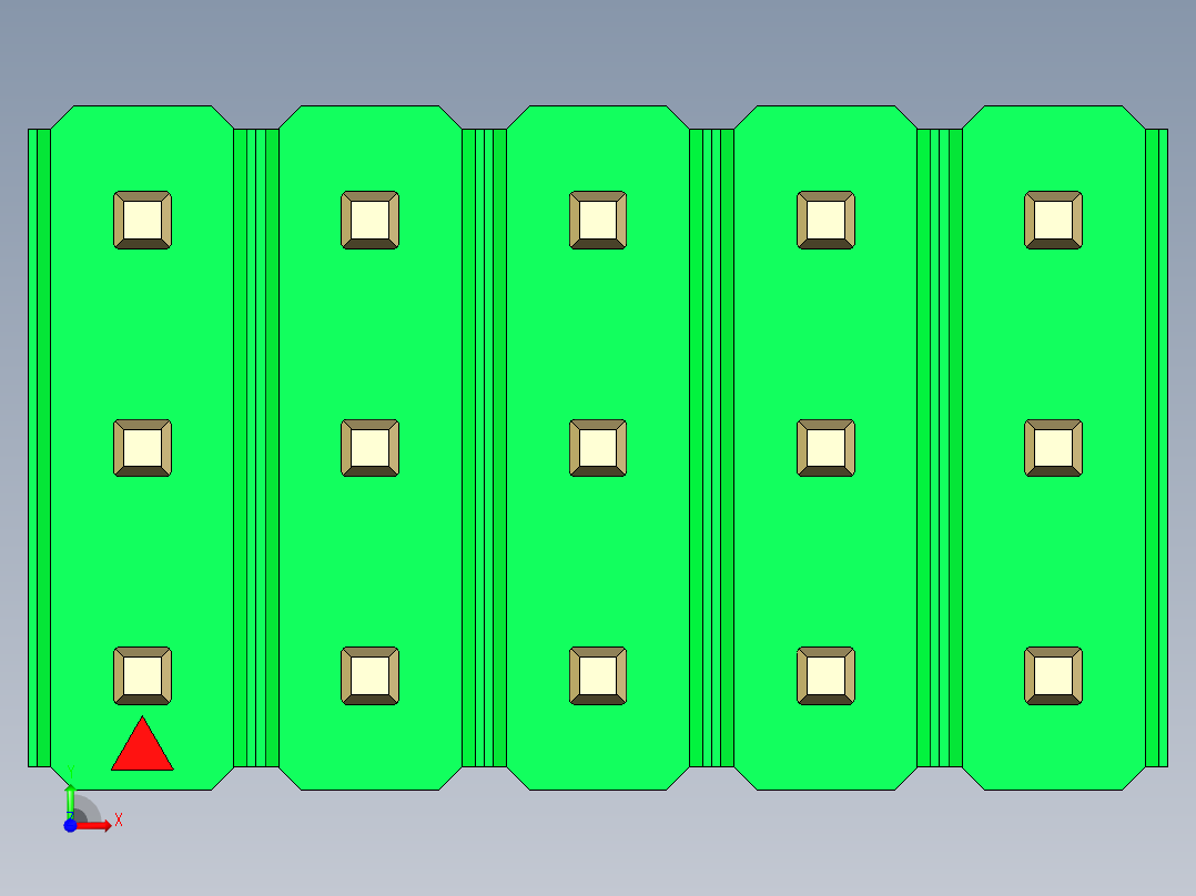 彩色公头100mil（2.54mm）系列-DS1021_green_3x05p_100mil_Type5_rev1.0前视图
