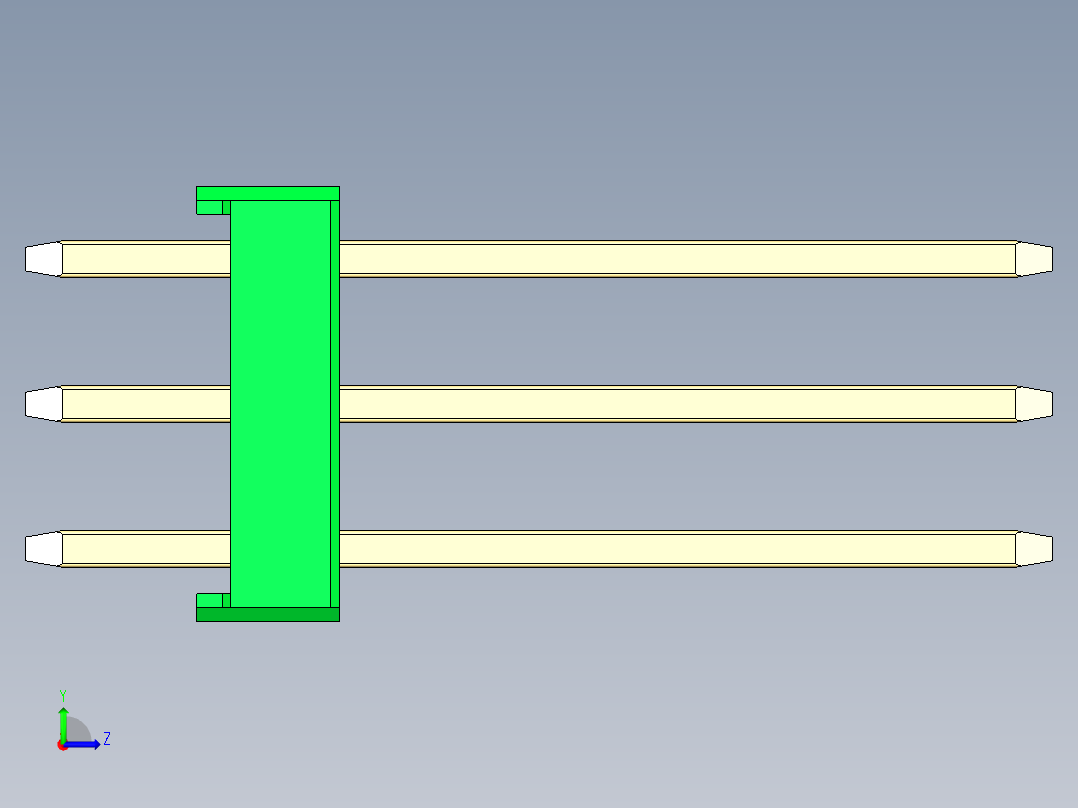 彩色公头100mil（2.54mm）系列-DS1021_green_3x05p_100mil_Type5_rev1.0左视图