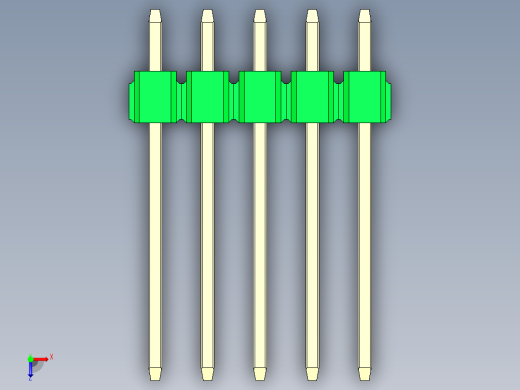 彩色公头100mil（2.54mm）系列-DS1021_green_3x05p_100mil_Type5_rev1.0俯视缩略图