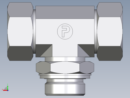 卡套式工业通用硬管接头EO_Adjustable_locknut_branch_tee_TEE28LMCF后视缩略图
