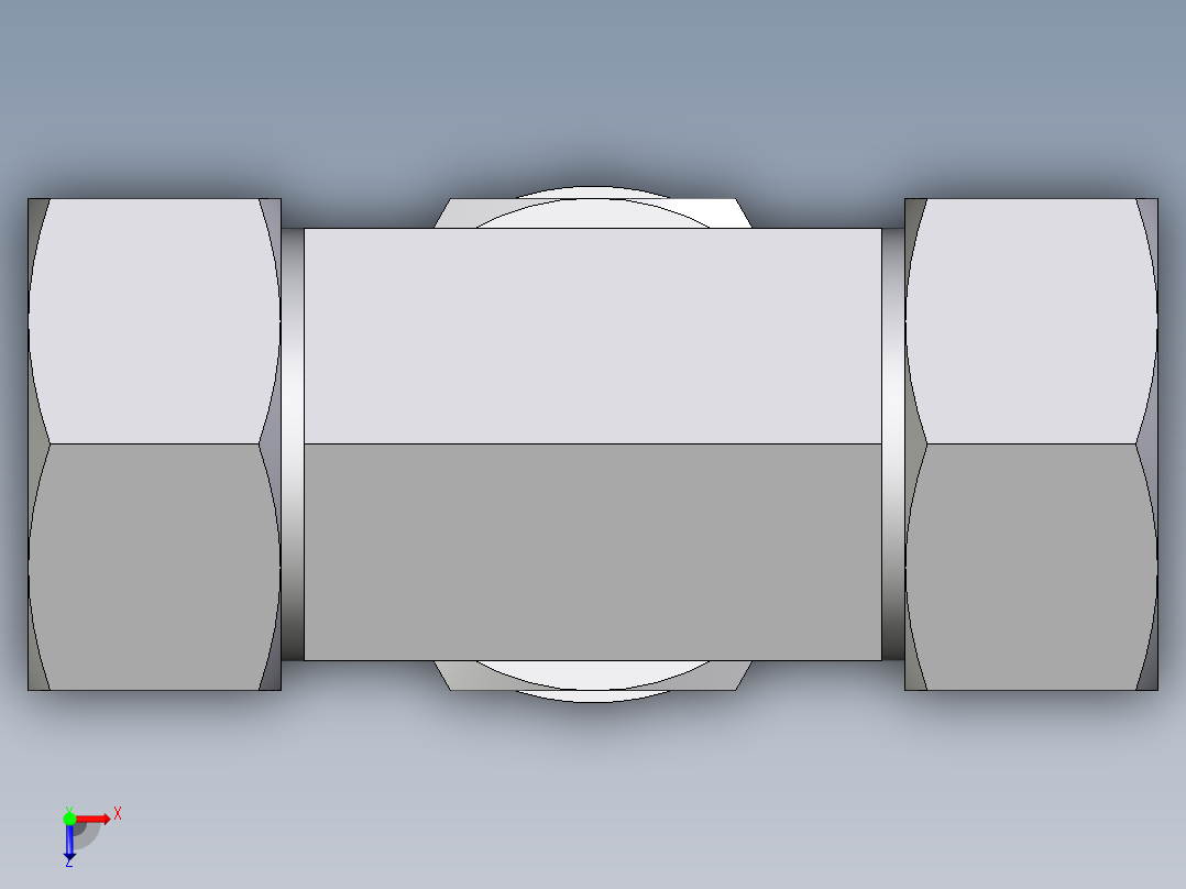 卡套式工业通用硬管接头EO_Adjustable_locknut_branch_tee_TEE28LMCF俯视图