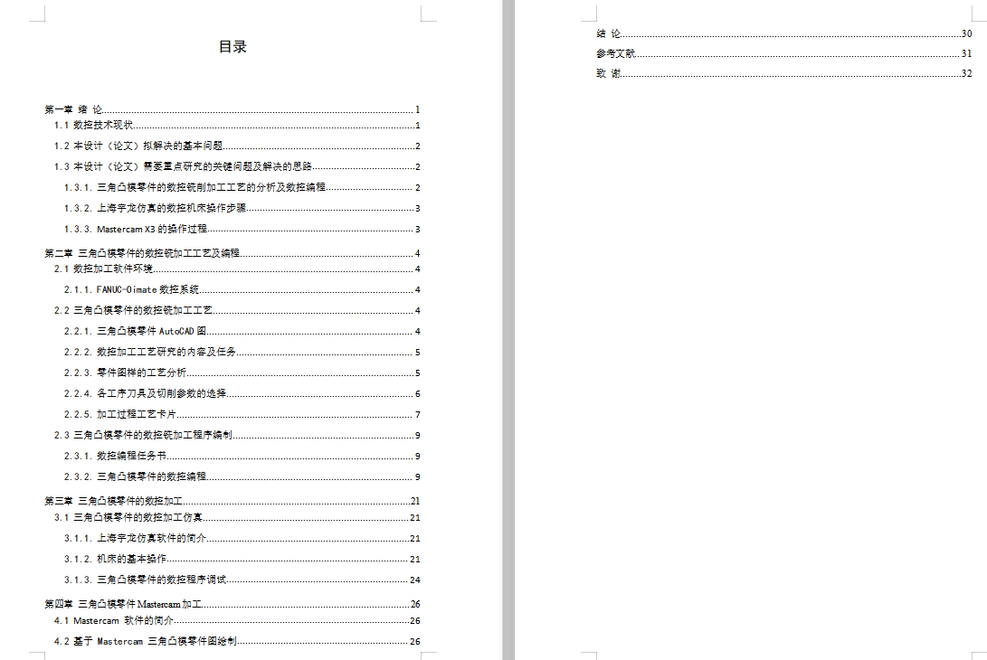 三角凸模的数控铣削工艺设计与编程加工含MC三维及CAD图