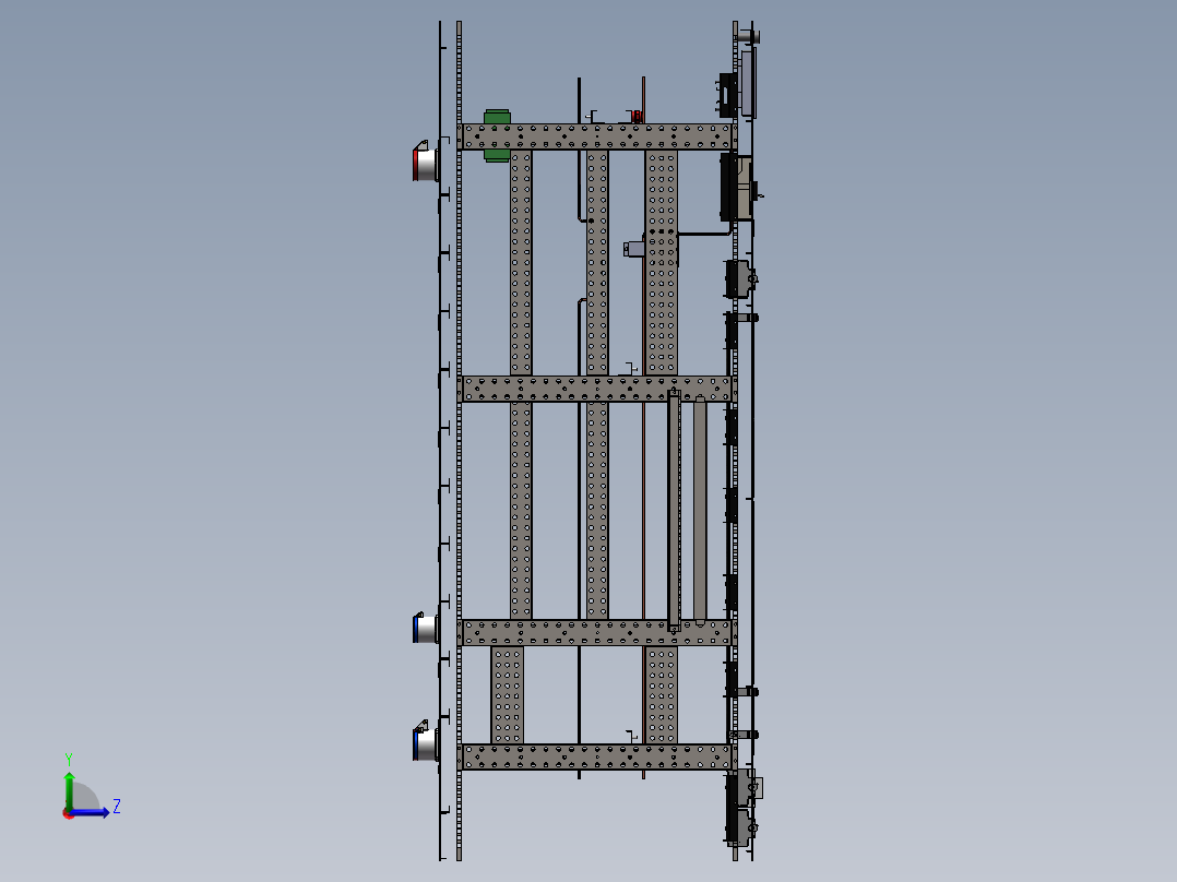 C1000机柜分装式PDM骨架左视图