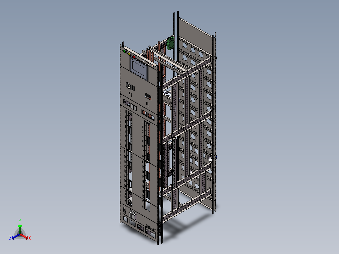 C1000机柜分装式PDM骨架正等轴测图