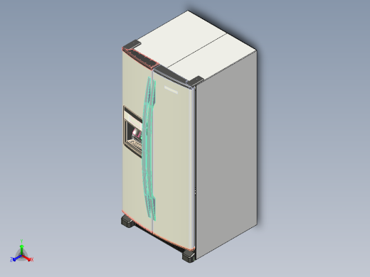 对开门冰箱模型3D图纸 x_t STEP格式