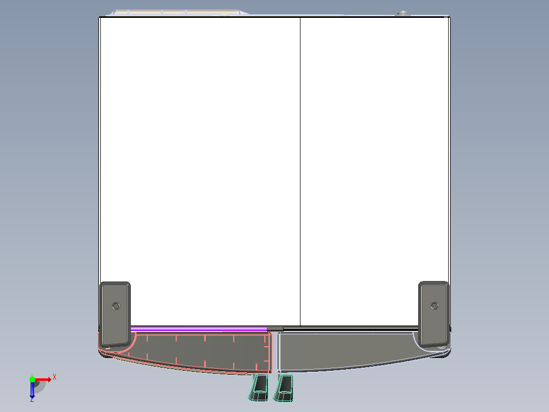 对开门冰箱模型3D图纸 x_t STEP格式俯视图