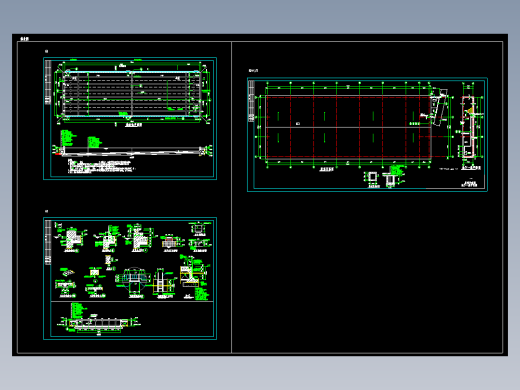 3套50米×25米比赛标准游泳池施工CAD图纸CAD