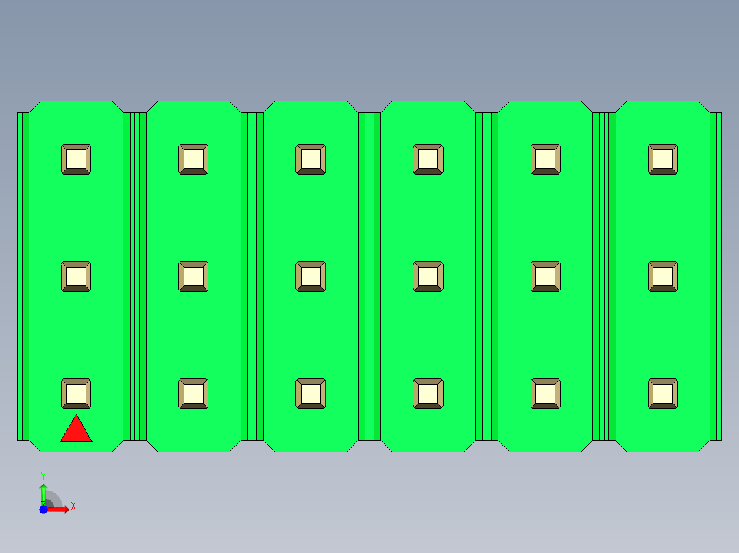 彩色公头100mil（2.54mm）系列-DS1021_green_3x06p_100mil_Type43_rev1.0前视图