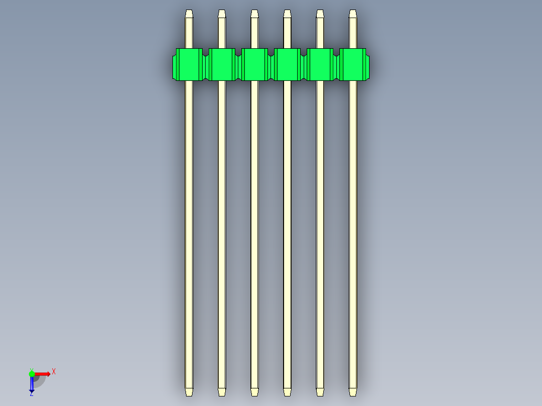 彩色公头100mil（2.54mm）系列-DS1021_green_3x06p_100mil_Type43_rev1.0俯视图