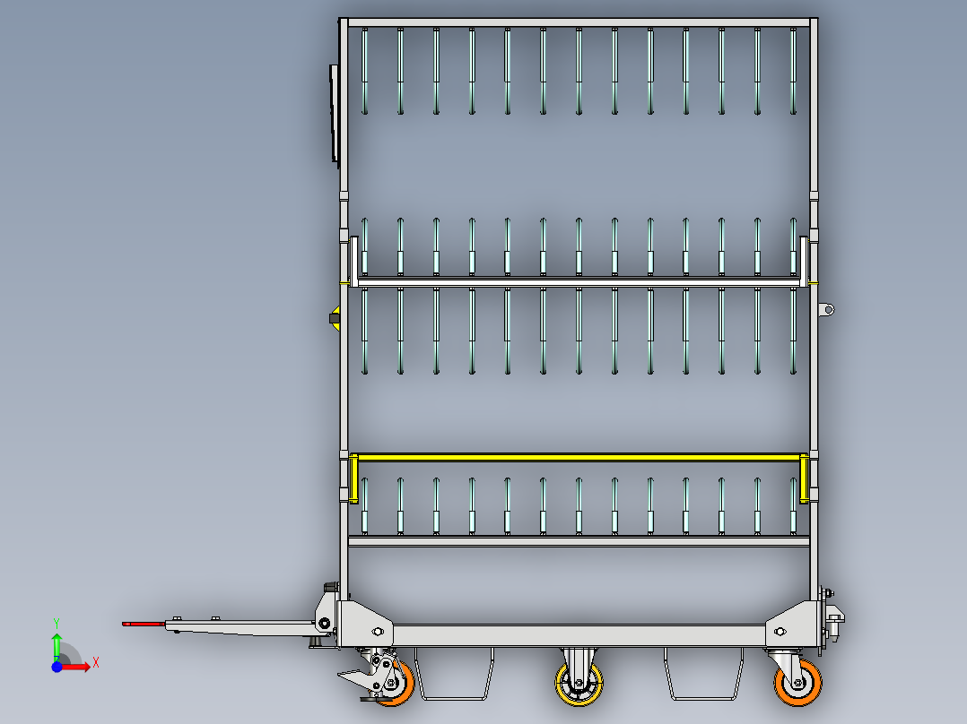 trolley侧板推车物料车前视图