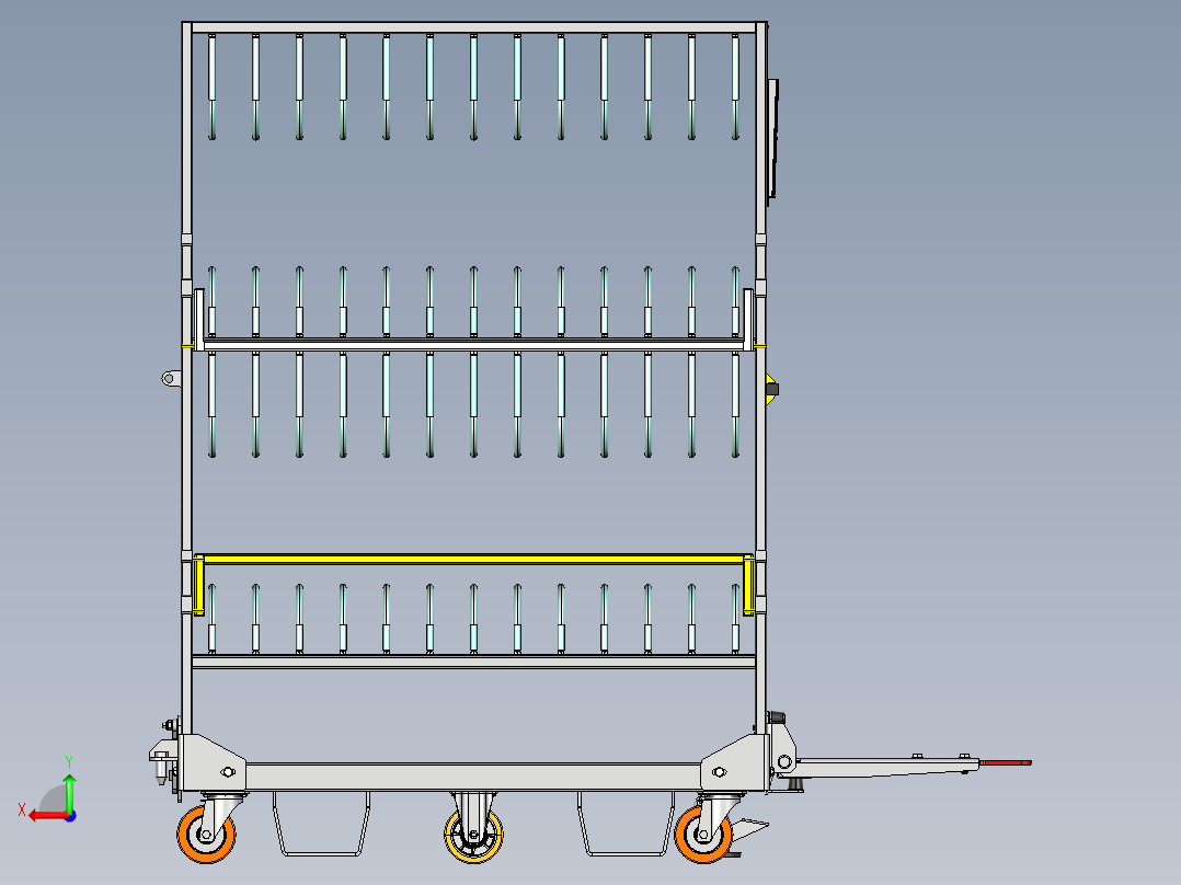 trolley侧板推车物料车后视图
