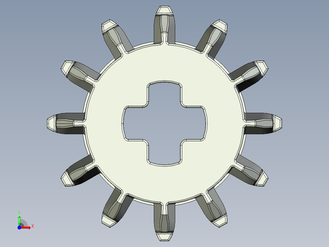 32270 Old Grey Technic Gear 12 Tooth Double Bevel.STEP前视图