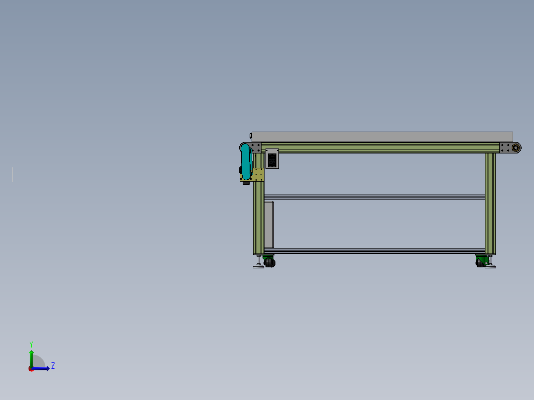 流水线皮带线三维模型左视图
