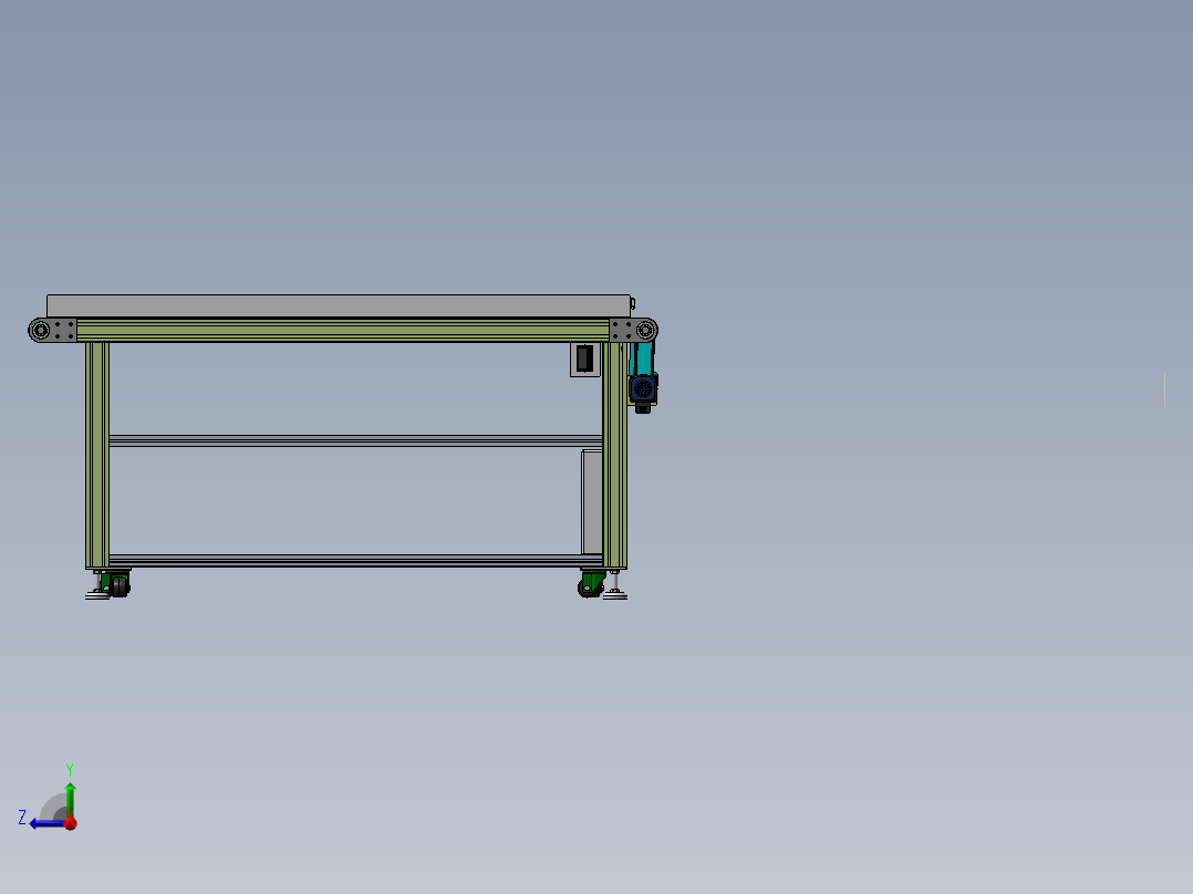 流水线皮带线三维模型右视图