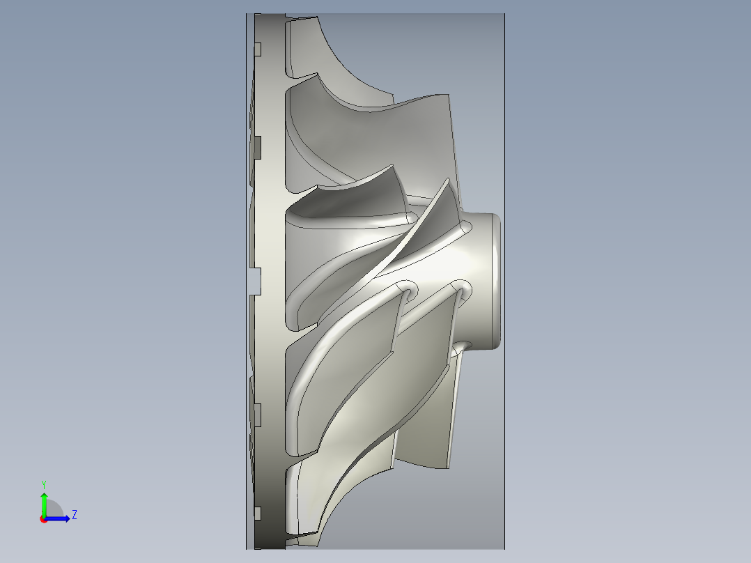 整体叶轮UG程序编程刀路左视图