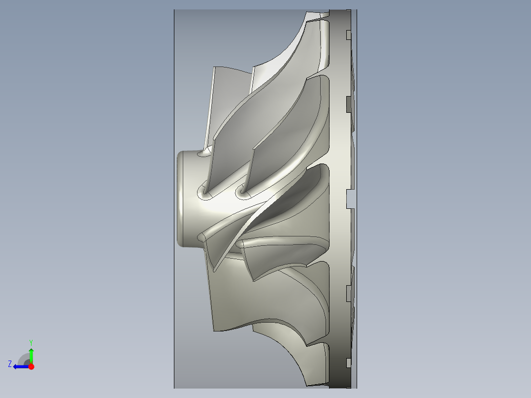 整体叶轮UG程序编程刀路右视图